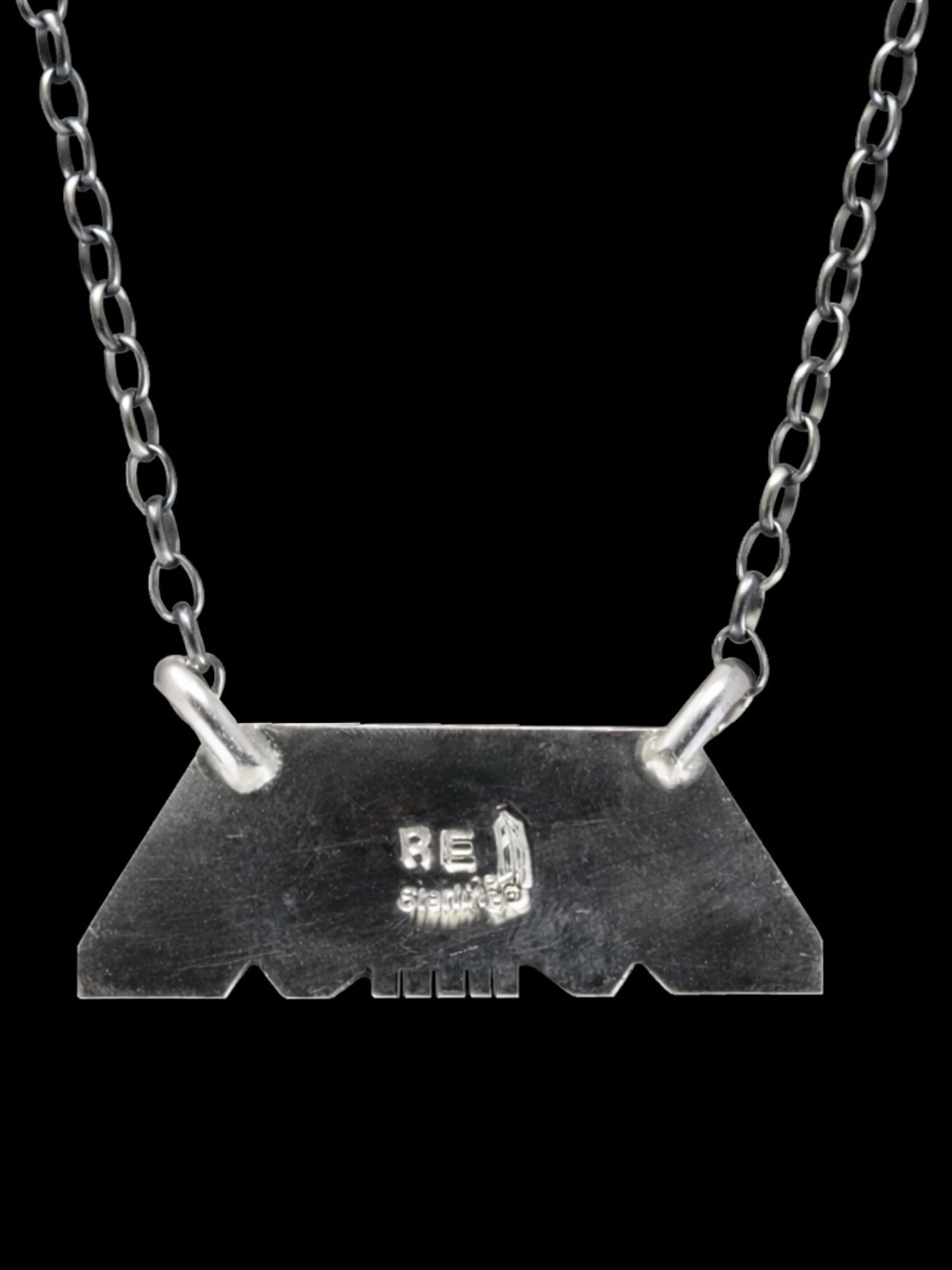 Turquoise Inlay Bar Necklace - Blue - Picture 4 of 4